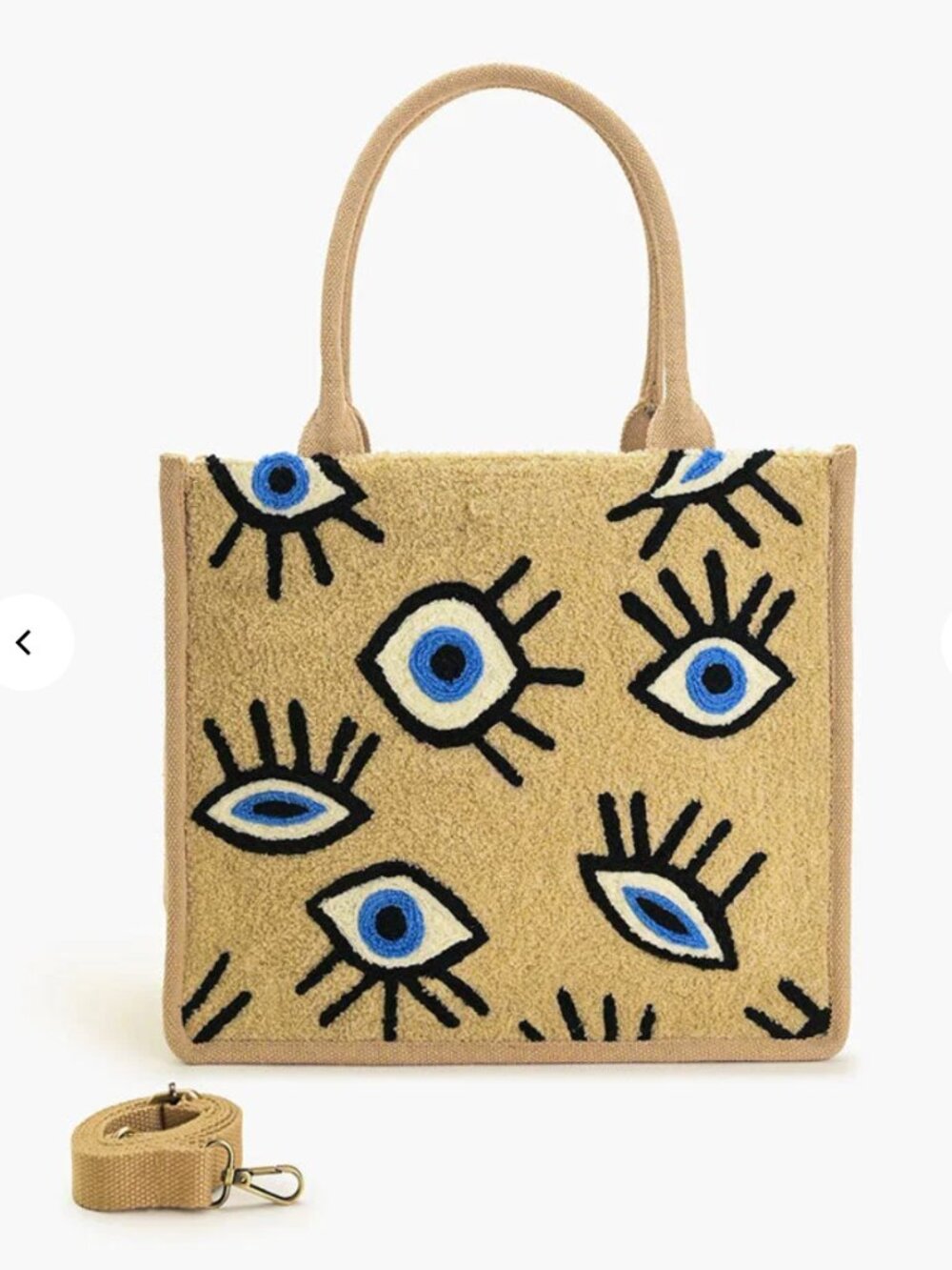America & Beyond Evil Tote Handbag Cotton and Golden Lurex Beige Jacquard NWT